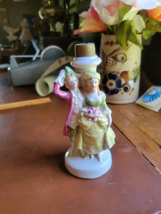 Other - Vtg Porcelain Boudoir Lamp Base Colonial Courting Couple Figurine #12400 MCM